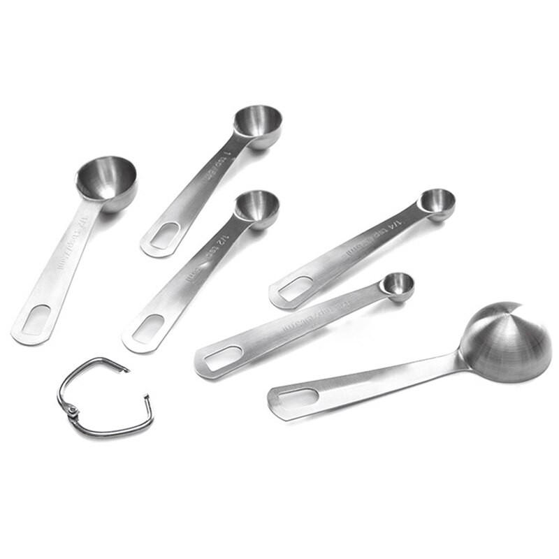 6Pcs/Set Prijenosni alati za mjerenje pečenja Višenamjenski žlice za pečenje šećernih kolača Srebrni kuhinjski pribor od nehrđajućeg čelika 430