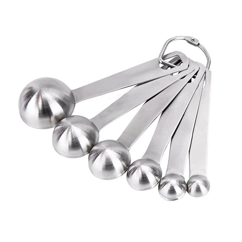 6Pcs/Set Prijenosni alati za mjerenje pečenja Višenamjenski žlice za pečenje šećernih kolača Srebrni kuhinjski pribor od nehrđajućeg čelika 430