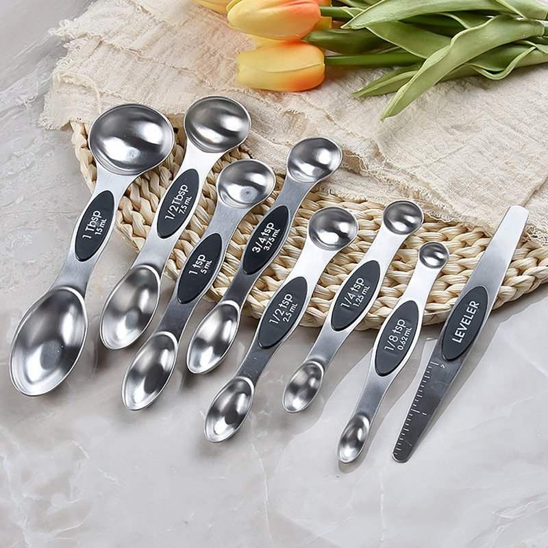Set mjernih žlica od nehrđajućeg čelika, magnetska usisna žlica s dvostrukom glavom, žlica za pečenje, kuhinjski alat za kuhanje