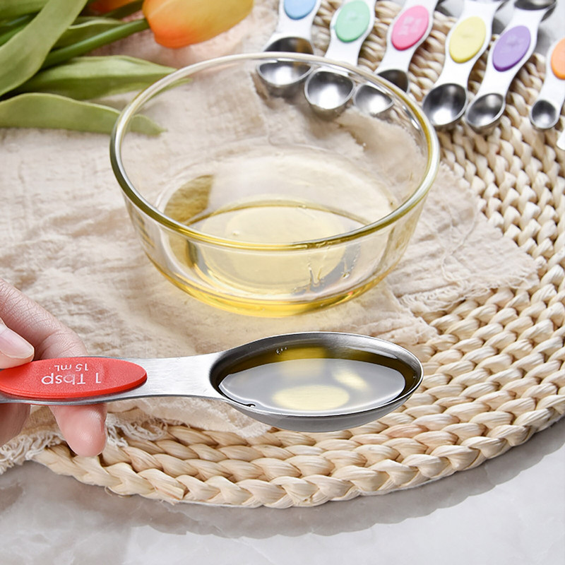 Set mjernih žlica od nehrđajućeg čelika, magnetska usisna žlica s dvostrukom glavom, žlica za pečenje, kuhinjski alat za kuhanje