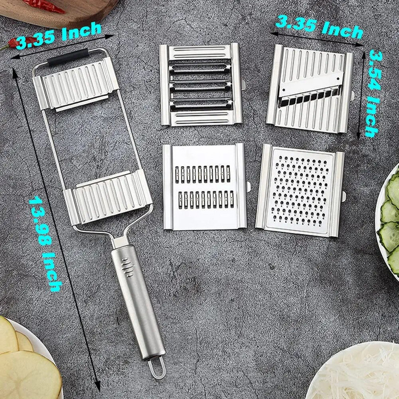 Višenamjenski set za rezanje povrća Sjeckalica za sir i sjeckalica za sir od nehrđajućeg čelika Ručni sjeckalica Rezač za rezanje