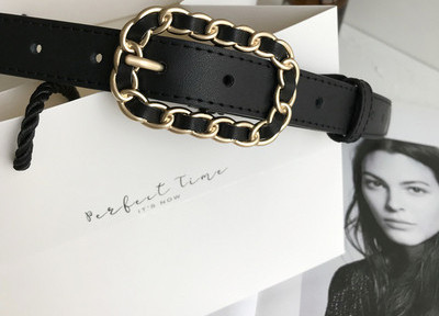 Novi model ženskog remena od eko kože u crnoj boji