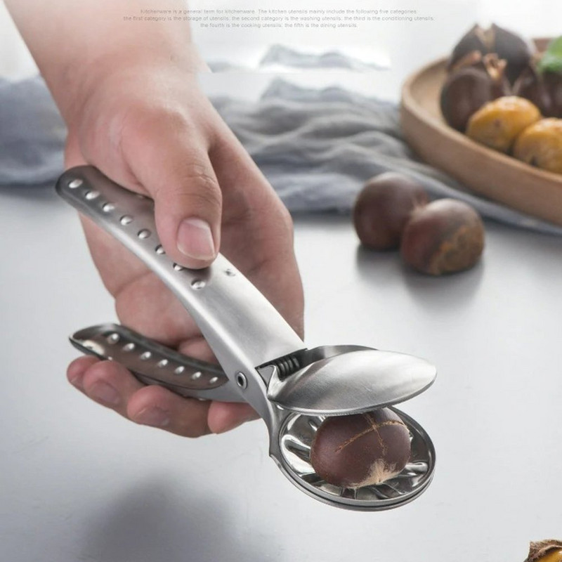 Višenamjenski kreativni 304 nehrđajući čelik Quick Chestnut Clip Kliješta za orahe Metalni drobilac oraha Otvarač za ljuštenje oraha