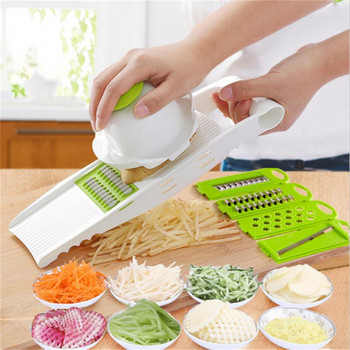 Ръчна резачка за зеленчуци Корейско ренде за белачка за моркови с 5 остриета Предпазител за ръце Резачка за лук за кухненски аксесоари