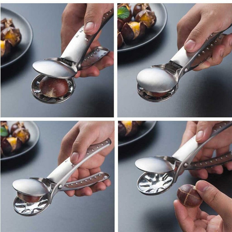 Nova kopča za kesten od nehrđajućeg čelika 1PC 2-u-1 brza kopča za kesten Otvarač za lomljenje oraha Kliješta za ljuštenje oraha Metalni rezač 1205#30