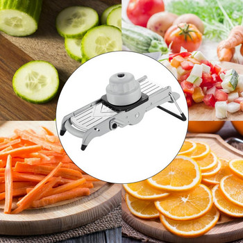 Мандолина, резачка за зеленчуци, плодове, многофункционална дръжка с регулируеми остриета от неръждаема стомана, ренде за картофи, моркови, кухненски инструмент