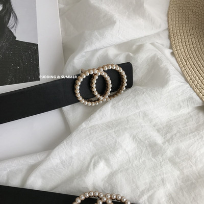 Model nou centura din piele ecologica perlata pentru femei