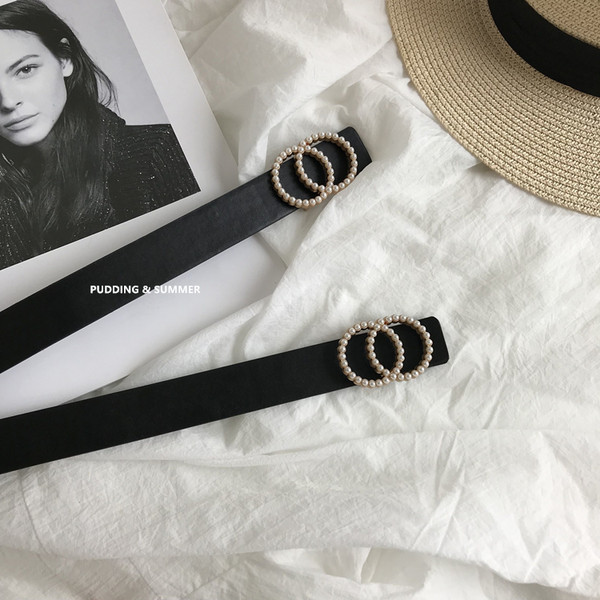 Model nou centura din piele ecologica perlata pentru femei