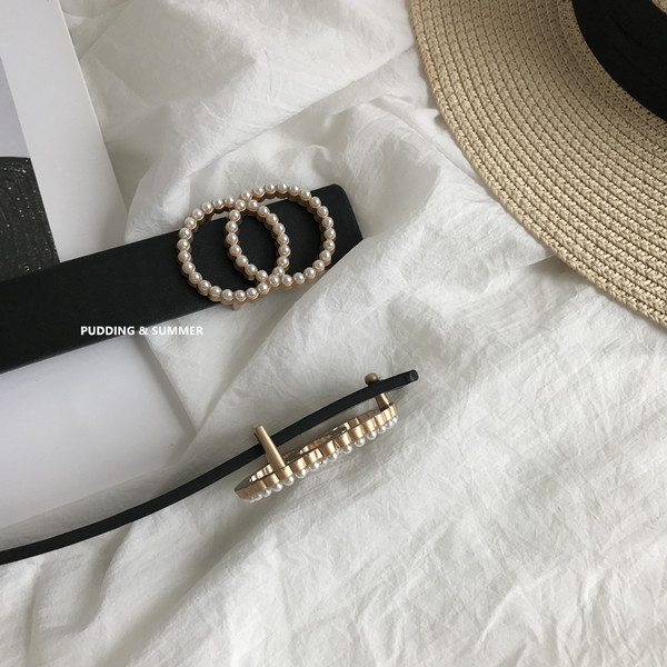 Model nou centura din piele ecologica perlata pentru femei