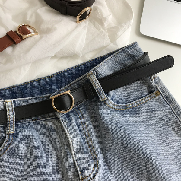 Tanki ženski remen od eko kože sa metalnom kopčom