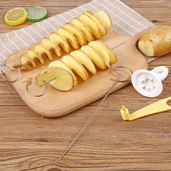1 комплект въртяща се резачка за картофи от неръждаема стомана + пластмасова усукана резачка за резени картофи, спирала, инструмент за ръчно рязане на картофи cozinha utensilios
