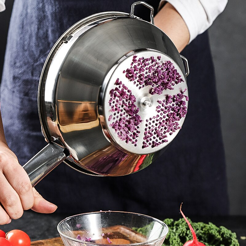 Nehrđajući čelik Dobro prianjanje Mlin za hranu Cijeđenje voća i povrća Pire krumpir Kapacitet 2 litre 3 diska za mljevenje Može se prati u perilici posuđa