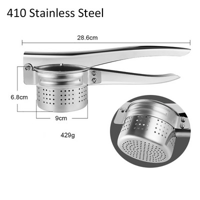 Cjedilo od visokokvalitetnog nehrđajućeg čelika 304, dehidrator za punjenje povrća, gnječilica za krumpir, riža, preša za voće, sokovnik, kuhinjski pribor