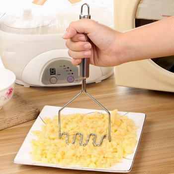 Стоманена кухненска джаджа Преса за преса за картофи Инструмент за готвене Картофено пюре Вълнообразен натиск Кухненски аксесоари 1 бр.