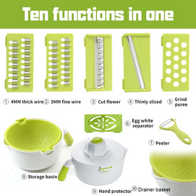 Okrugli rezač povrća Kuhinjske potrepštine Pranje povrća Odvodna košara Kombinirana kriška voća Ribelica za krumpir