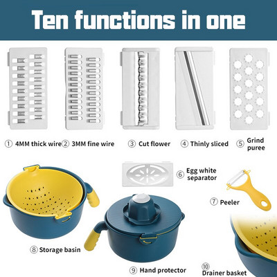 Okrugli rezač povrća Kuhinjske potrepštine Pranje povrća Odvodna košara Kombinirana kriška voća Ribelica za krumpir