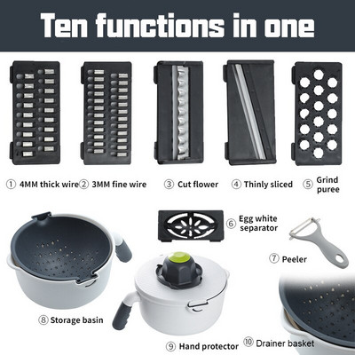 Okrugli rezač povrća Kuhinjske potrepštine Pranje povrća Odvodna košara Kombinirana kriška voća Ribelica za krumpir