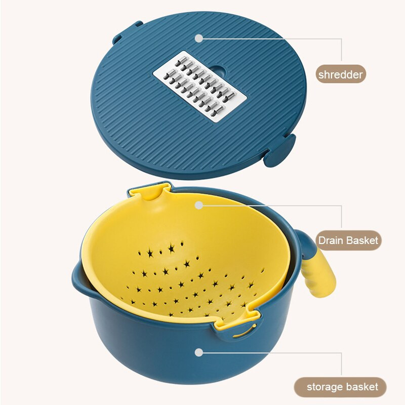 Okrugli rezač povrća Kuhinjske potrepštine Pranje povrća Odvodna košara Kombinirana kriška voća Ribelica za krumpir