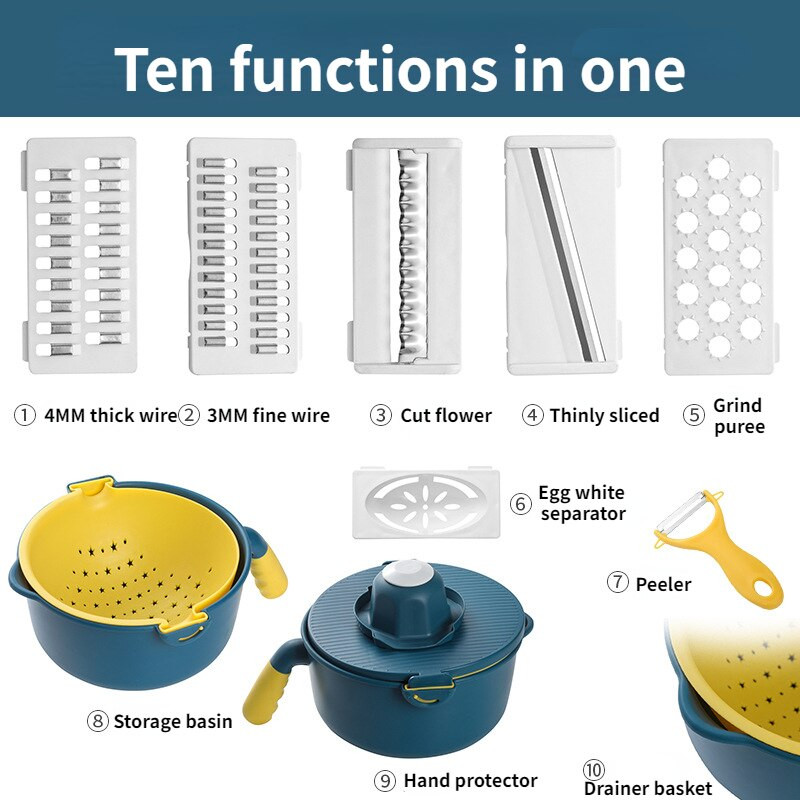 Okrugli rezač povrća Kuhinjske potrepštine Pranje povrća Odvodna košara Kombinirana kriška voća Ribelica za krumpir