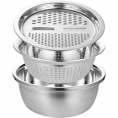 Rezač povrća 3 u 1 Košara za odvod od nehrđajućeg čelika Ribelica za povrće Julienne Zdjela za kuhanje salate Kuhinjski pribor