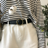 Curea retro dama din piele ecologica cu catarama rotunda