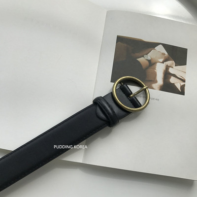 Curea retro dama din piele ecologica cu catarama rotunda