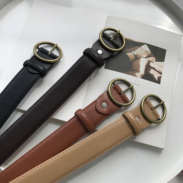 Curea retro dama din piele ecologica cu catarama rotunda