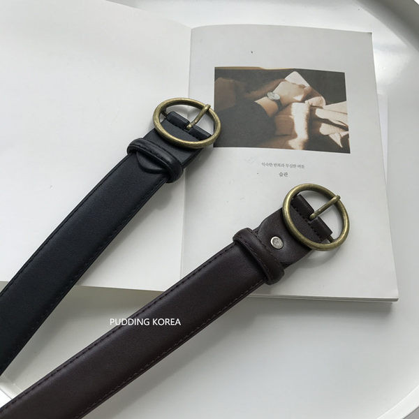 Curea retro dama din piele ecologica cu catarama rotunda