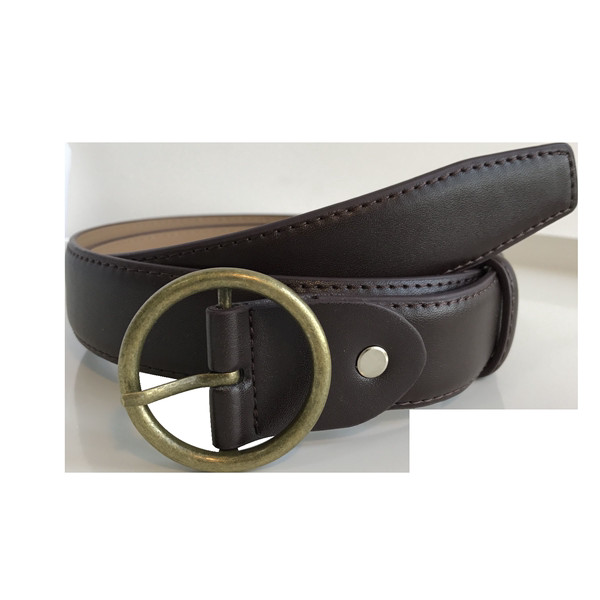 Curea retro dama din piele ecologica cu catarama rotunda