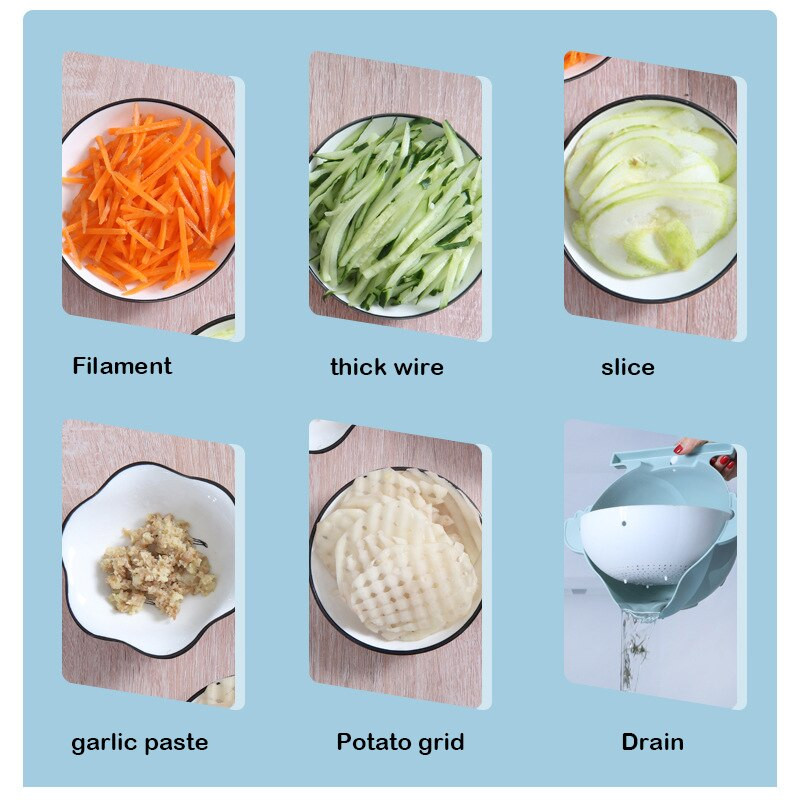 7 u 1 Sjeckalica za povrće Pomfrit Narezana mrkva Narezani krumpir Višenamjenski rezač povrća Ribelica Kuhinjski alat
