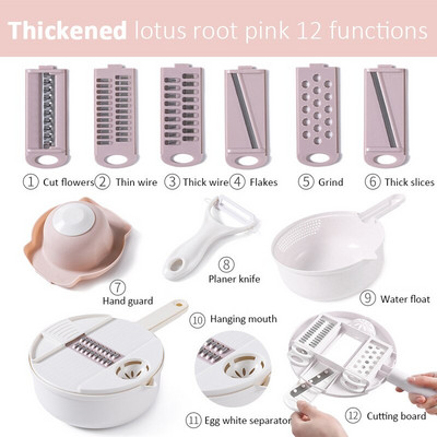 Rezač povrća 12 u 1 višenamjenski ručni rezač za guljenje voća i krumpira ribež za mrkvu s košaricom Kuhinjski pribor Naprave