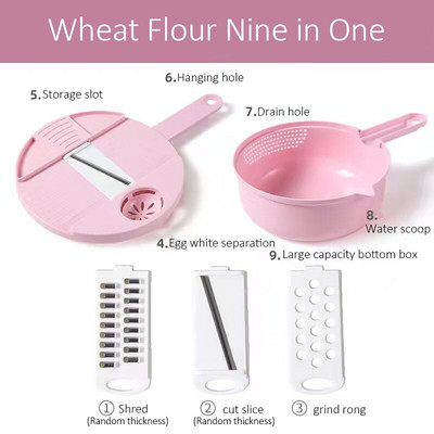 Rezač povrća 12 u 1 višenamjenski ručni rezač za guljenje voća i krumpira ribež za mrkvu s košaricom Kuhinjski pribor Naprave