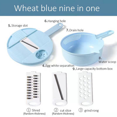 Rezač povrća 12 u 1 višenamjenski ručni rezač za guljenje voća i krumpira ribež za mrkvu s košaricom Kuhinjski pribor Naprave