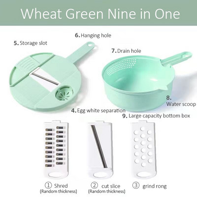 Rezač povrća 12 u 1 višenamjenski ručni rezač za guljenje voća i krumpira ribež za mrkvu s košaricom Kuhinjski pribor Naprave