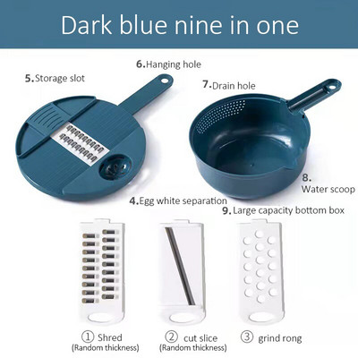 Rezač povrća 12 u 1 višenamjenski ručni rezač za guljenje voća i krumpira ribež za mrkvu s košaricom Kuhinjski pribor Naprave