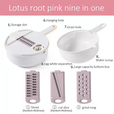 Rezač povrća 12 u 1 višenamjenski ručni rezač za guljenje voća i krumpira ribež za mrkvu s košaricom Kuhinjski pribor Naprave