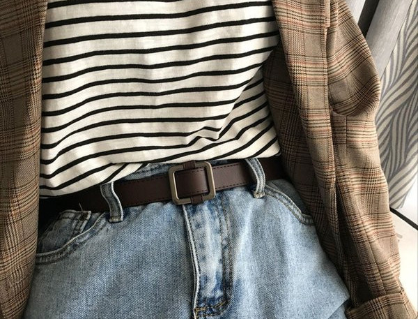 ženski tanki remen s metalnom četvrtastom kopčom