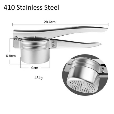 410/304 Cjedilo za vodu od nehrđajućeg čelika Prijenosni sokovnik Ručni sokovnik Kreativno cijeđenje za kućanstvo Gnječilica za krumpir Preša za češnjak