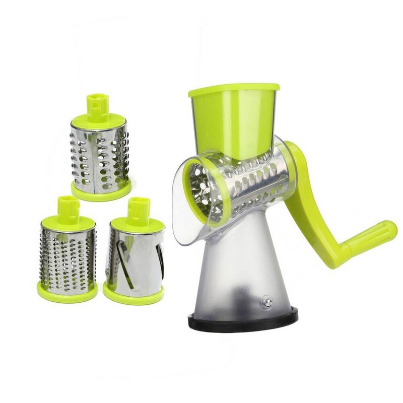 Ručni valjak za rezanje povrća Sjeckalica za krumpir Rende za mrkvu Odvojive 3 oštrice od nehrđajućeg čelika Neklizajuća baza Mlinac za meso