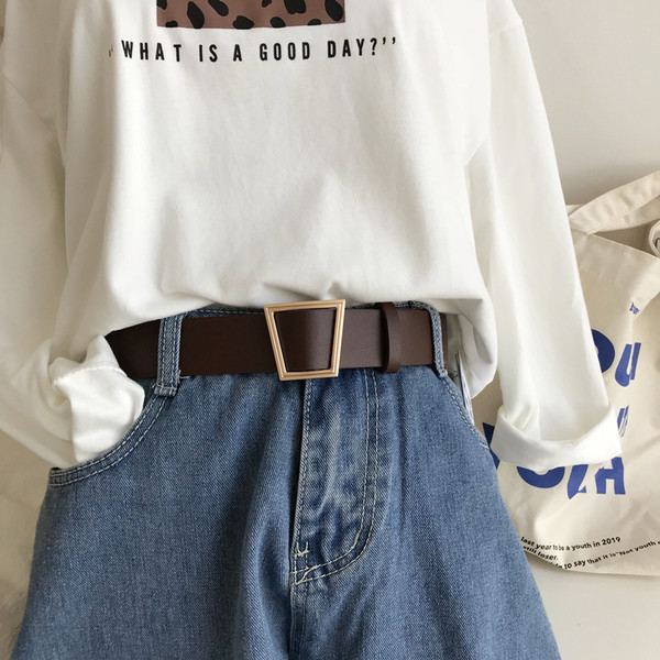 Retro ženski remen sa metalnom kopčom - eko koža