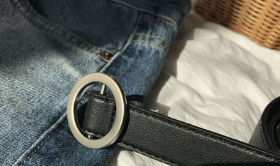 Curea de dama din piele ecologica - cu catarama rotunda