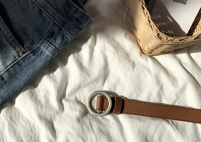 Curea de dama din piele ecologica - cu catarama rotunda