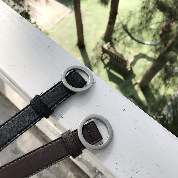 Curea de dama din piele ecologica - cu catarama rotunda