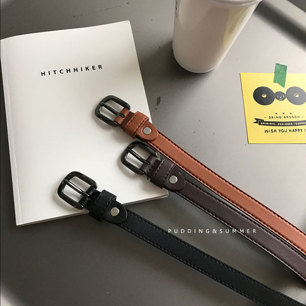 Ženski tanki remen u retro stilu od eko kože