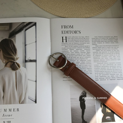 Čisti ženski remen od eko kože sa okruglom kopčom