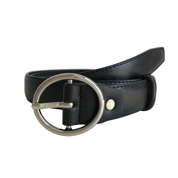 Čisti ženski remen od eko kože sa okruglom kopčom