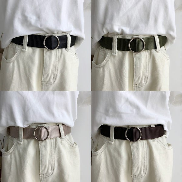 Ženski tekstilni remen sa okruglom metalnom kopčom