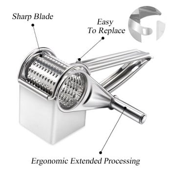 Περιστροφικός Τρίφτης Τυριών Βουτυροκόφτης Τυρί κόφτης από ανοξείδωτο χάλυβα με τύμπανα χειρός Μύλος σκόρδου Εργαλεία κουζίνας
