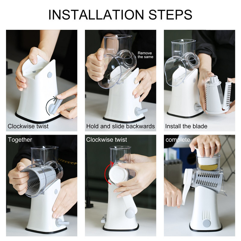 Daugiafunkcis virtuvės daržovių smulkintuvas, profesionalus rankinis sukamasis vaisinių daržovių riešutų trintuvas