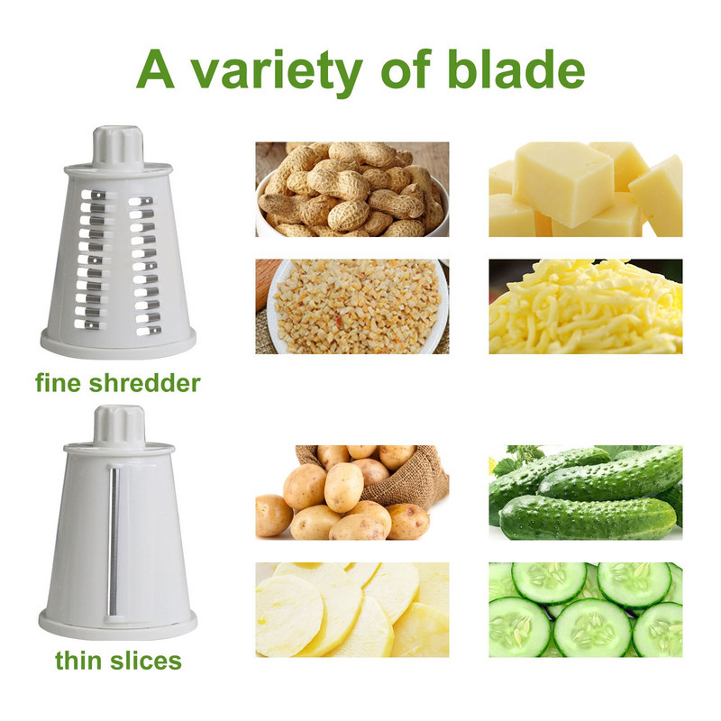 Daugiafunkcis virtuvės daržovių smulkintuvas, profesionalus rankinis sukamasis vaisinių daržovių riešutų trintuvas